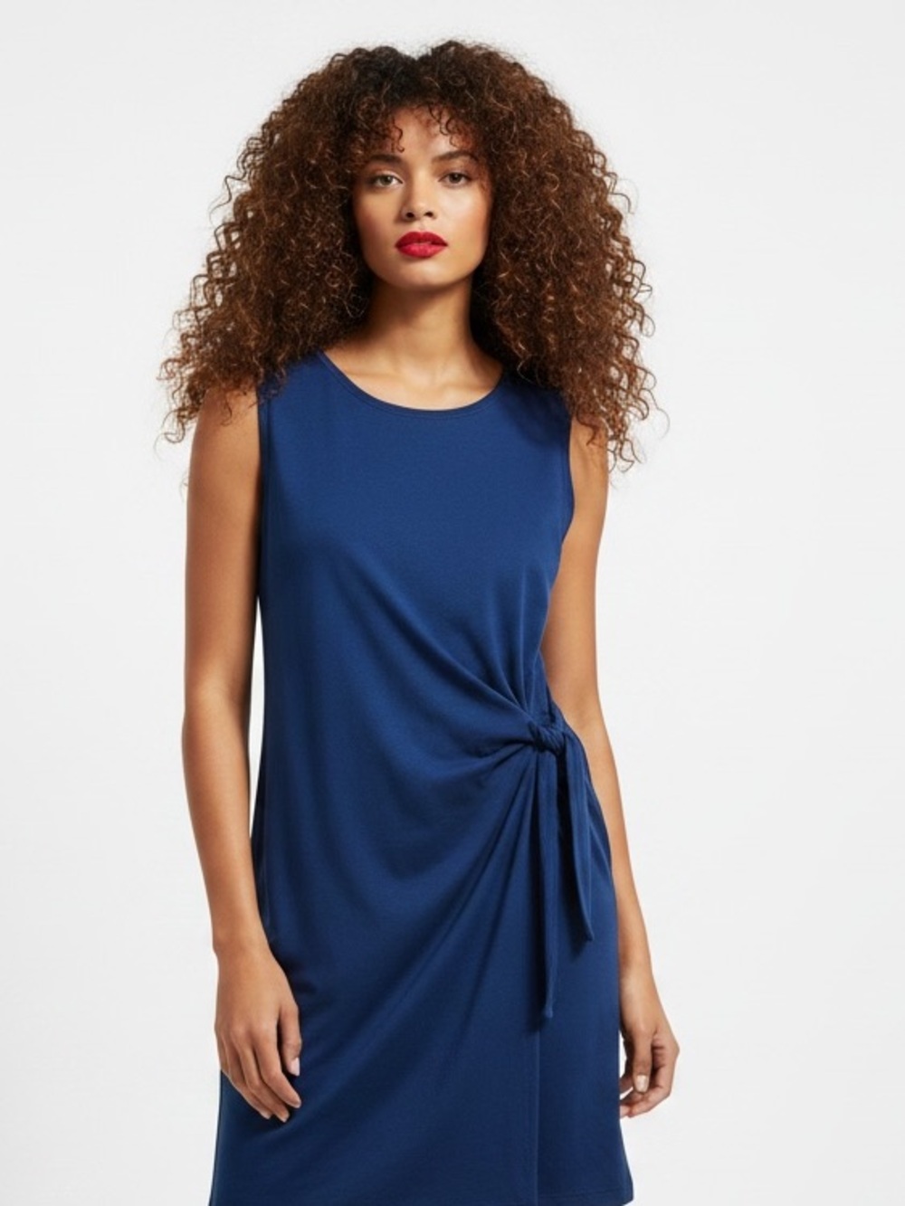 Everyday California Blue Sleeveless Tie Side Stretchy Cotton Blend Dress Size M
